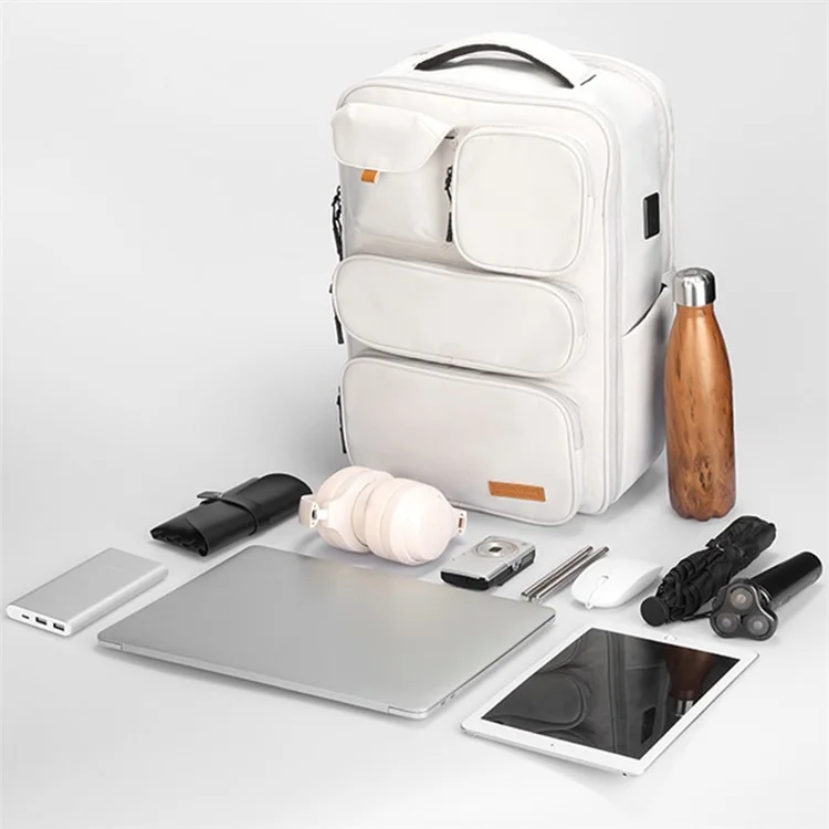 MARK RYDEN MR9004 Oxford Cloth Travel Backpack Dual Shoulder Laptop Bag - Ivory White