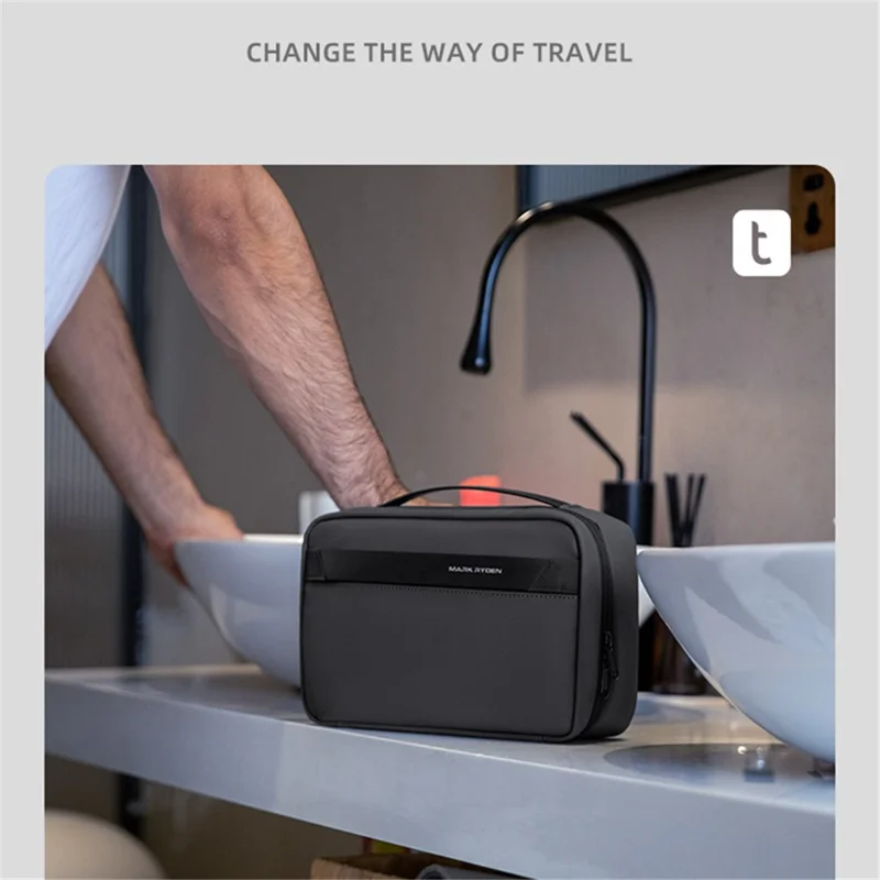 MARK RYDEN MR86 PU+Oxford Cloth Portable Travel Toiletry Carrying Bag - Tech Gray