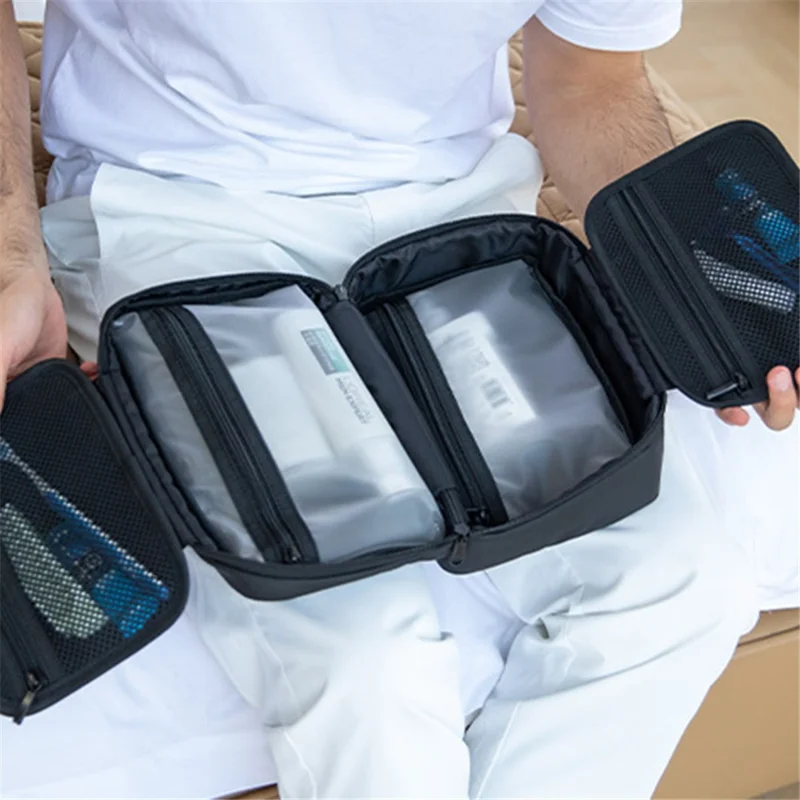 MARK RYDEN MR86 PU+Oxford Cloth Portable Travel Toiletry Carrying Bag - Tech Gray