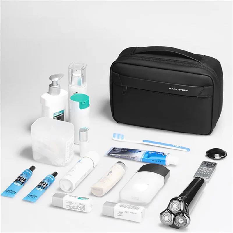 MARK RYDEN MR86 PU+Oxford Cloth Portable Travel Toiletry Carrying Bag - Tech Gray