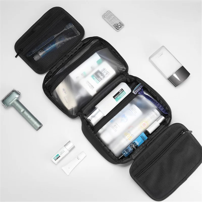 MARK RYDEN MR86 PU+Oxford Cloth Portable Travel Toiletry Carrying Bag - Graphite Gray