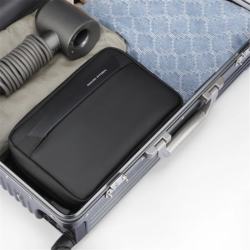 MARK RYDEN MR86 PU+Oxford Cloth Portable Travel Toiletry Carrying Bag - Graphite Gray