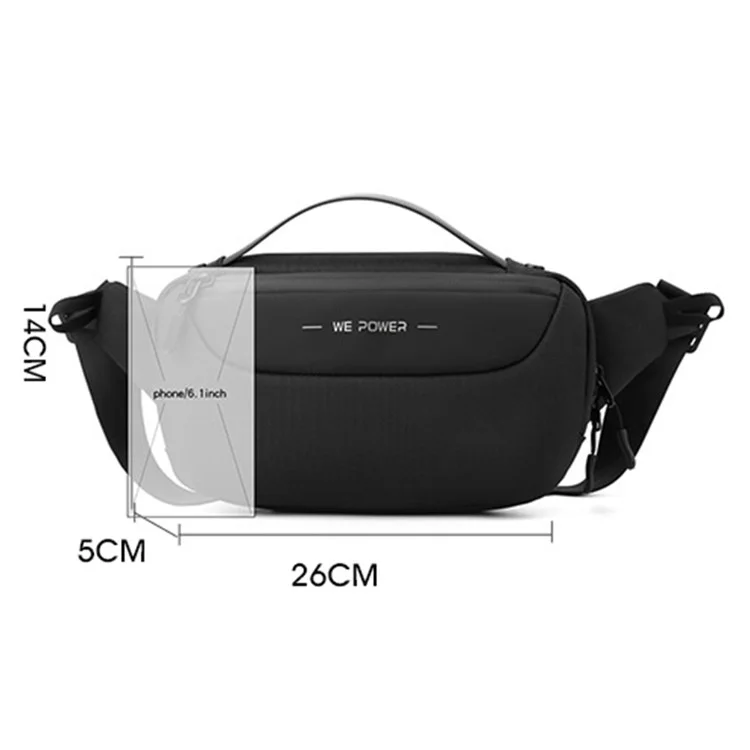 WEPOWER 2114 Men's Travel Chest Bag Nylon Cloth Waist Pack Pouch Daypack - Grey