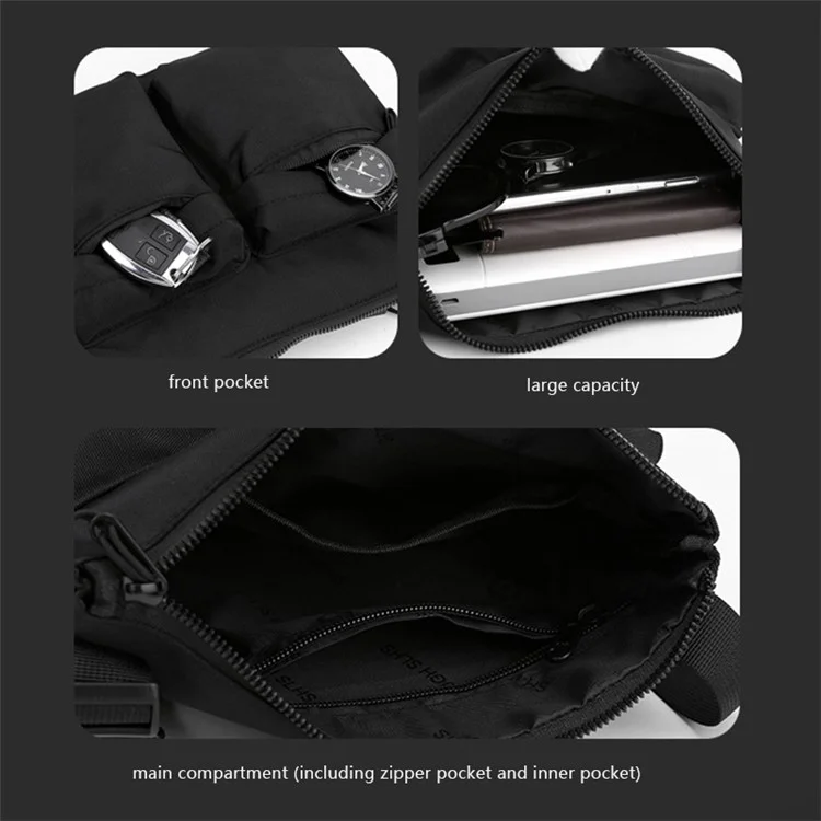 WEIXIER 8802 Crossbody-Tasche Oxford-Tuch+Nylon Messenger-Tasche - Schwarz