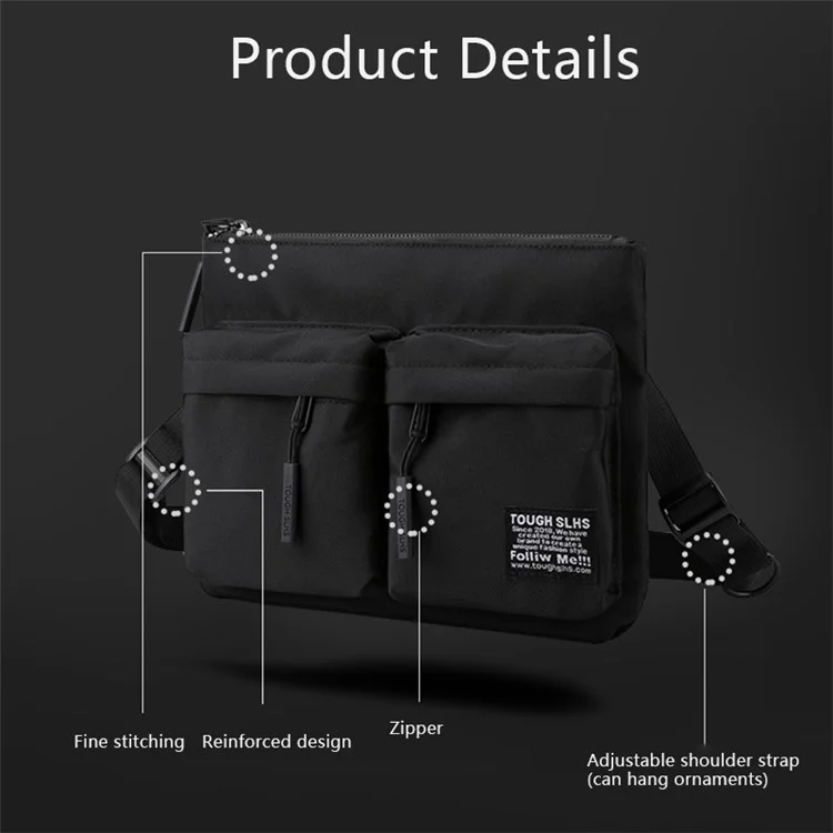 WEIXIER 8802 Crossbody-Tasche Oxford-Tuch+Nylon Messenger-Tasche - Schwarz