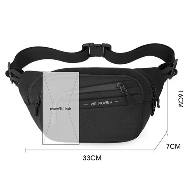 WEPOWER 2123# Bolso de pecho para hombre, de nailon, de un solo hombro, de mensajero - Negro