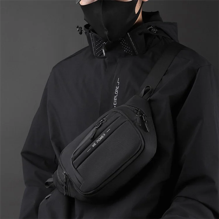 WEPOWER 2123# Bolso de pecho para hombre, de nailon, de un solo hombro, de mensajero - Negro
