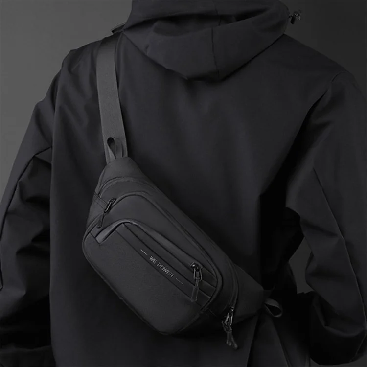 WEPOWER 2123# Bolso de pecho para hombre, de nailon, de un solo hombro, de mensajero - Negro