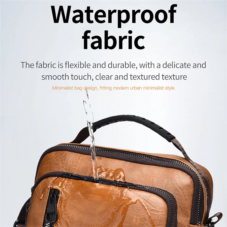 WEIXIER D288 Bolso Bandolera de Piel PU para Hombre Casual - Marrón Claro