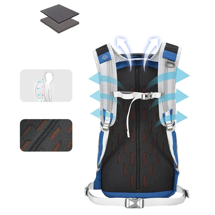 ANMEILU 1062 16L Nylon+Polyester Backpack Hiking Cycling Large Shoulders Bag - Light Grey+Blue