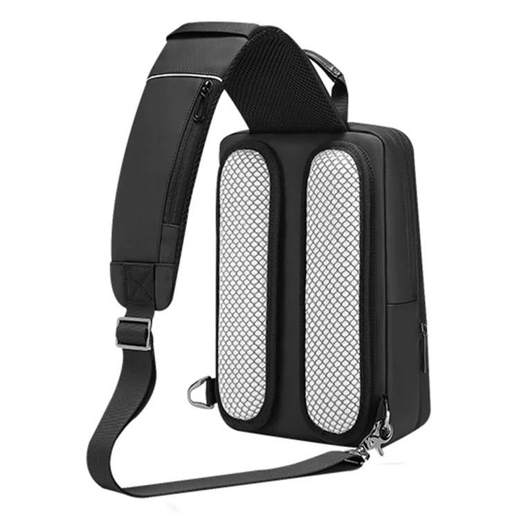 EURCOOL 2003 Black Chest Bag for Men, Polyester+PVC Crossbody Bag Daypack