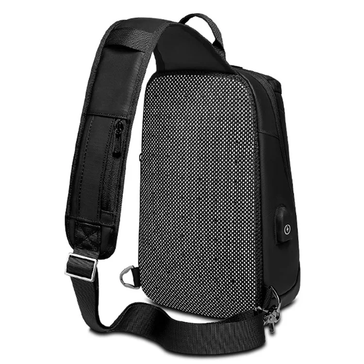 EURCOOL 1911 Men's Black Chest Bag PVC+Polyester Commuting Shoulder Sling Bag