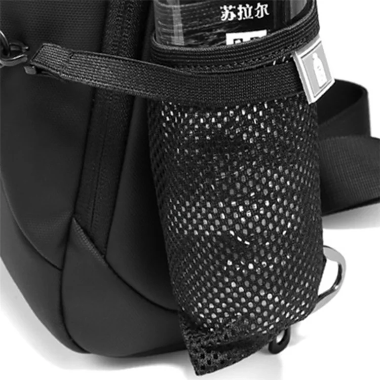 EURCOOL 1911 Men's Black Chest Bag PVC+Polyester Commuting Shoulder Sling Bag