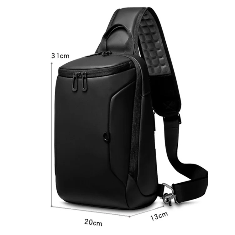 EURCOOL 1911 Men's Black Chest Bag PVC+Polyester Commuting Shoulder Sling Bag