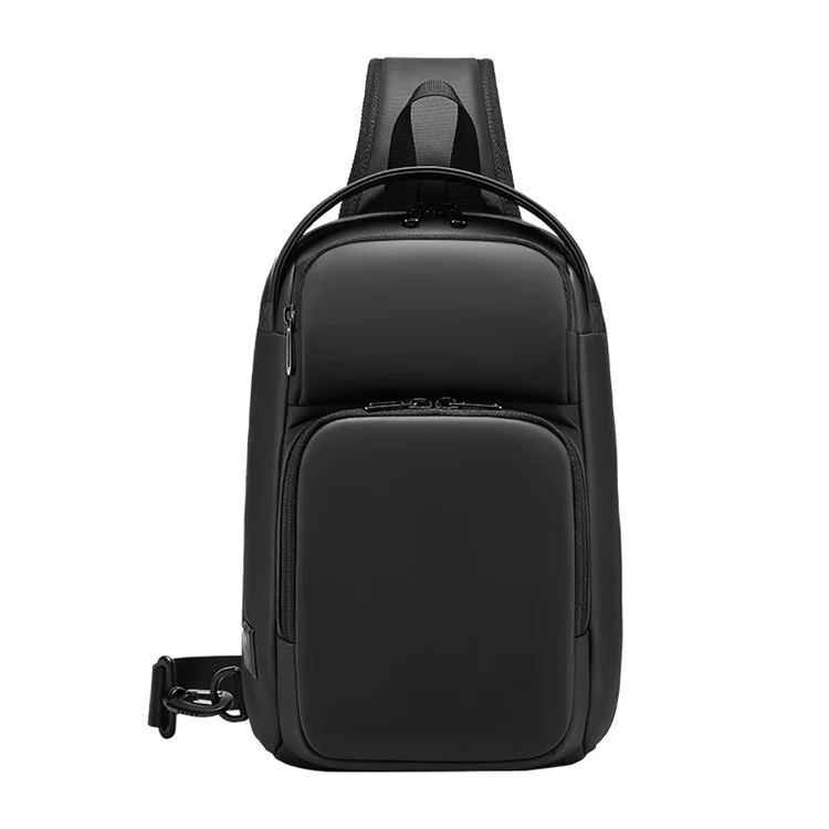 EURCOOL Herren Umhängetasche Teenager Jungen Daypack Schwarz Polyester Brusttasche