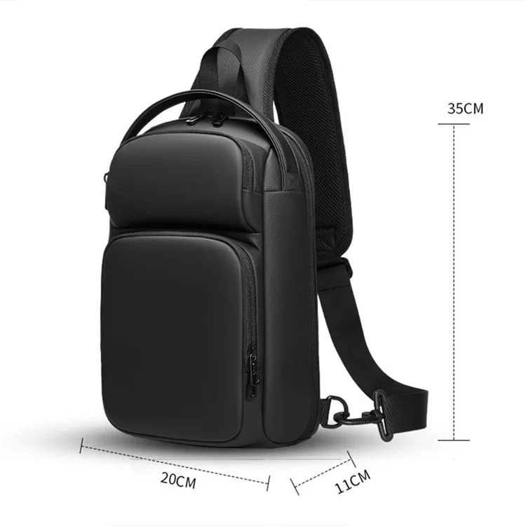 EURCOOL Herren Umhängetasche Teenager Jungen Daypack Schwarz Polyester Brusttasche