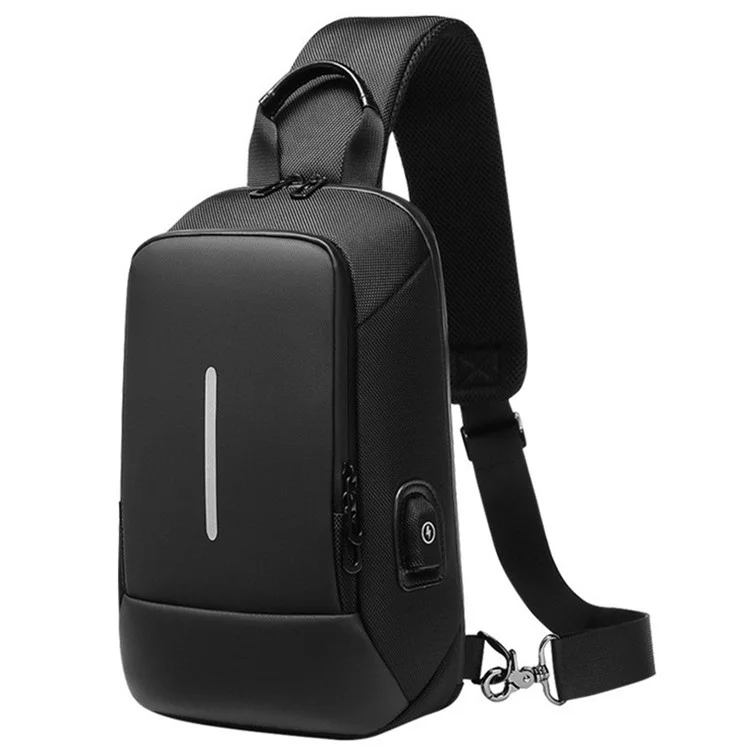 EURCOOL 2181 Herren-Umhängetasche 1680D PVC Crossbody-Tasche Daypack Schwarz Brusttasche