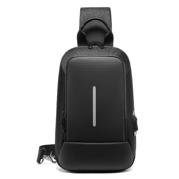 EURCOOL 2181 Herren-Umhängetasche 1680D PVC Crossbody-Tasche Daypack Schwarz Brusttasche