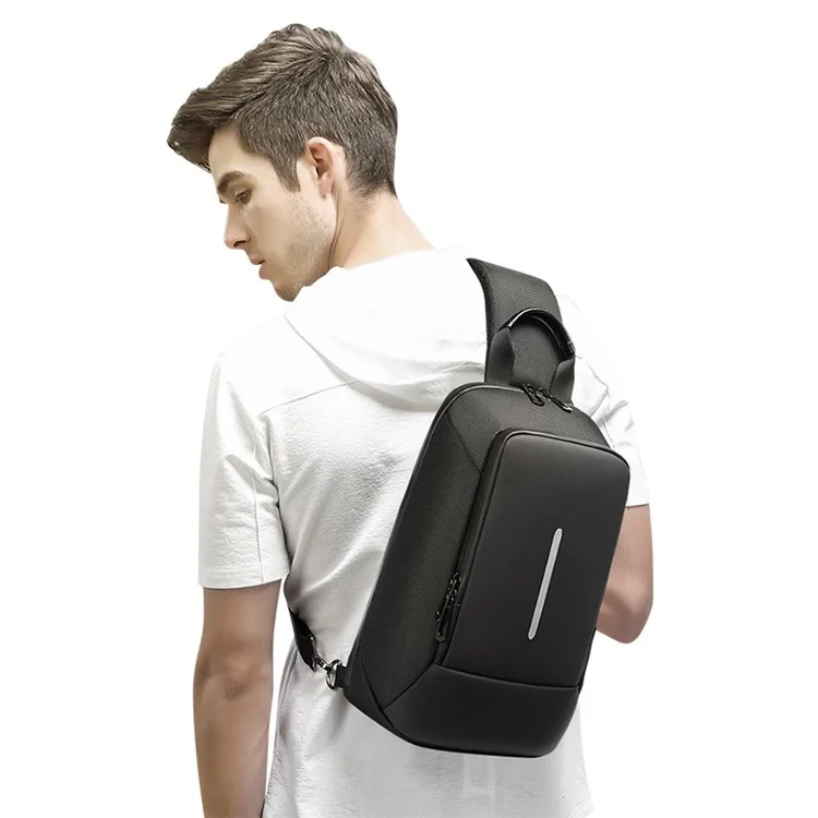 EURCOOL 2181 Herren-Umhängetasche 1680D PVC Crossbody-Tasche Daypack Schwarz Brusttasche