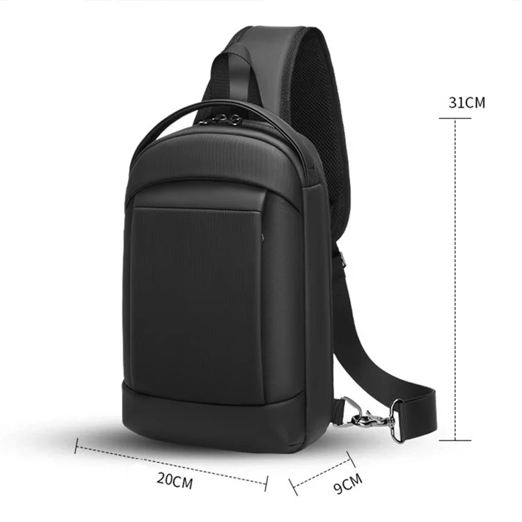 EURCOOL EC-6621 Polyester+PVC Crossbody Bag Daypack Black Chest Bag for Men