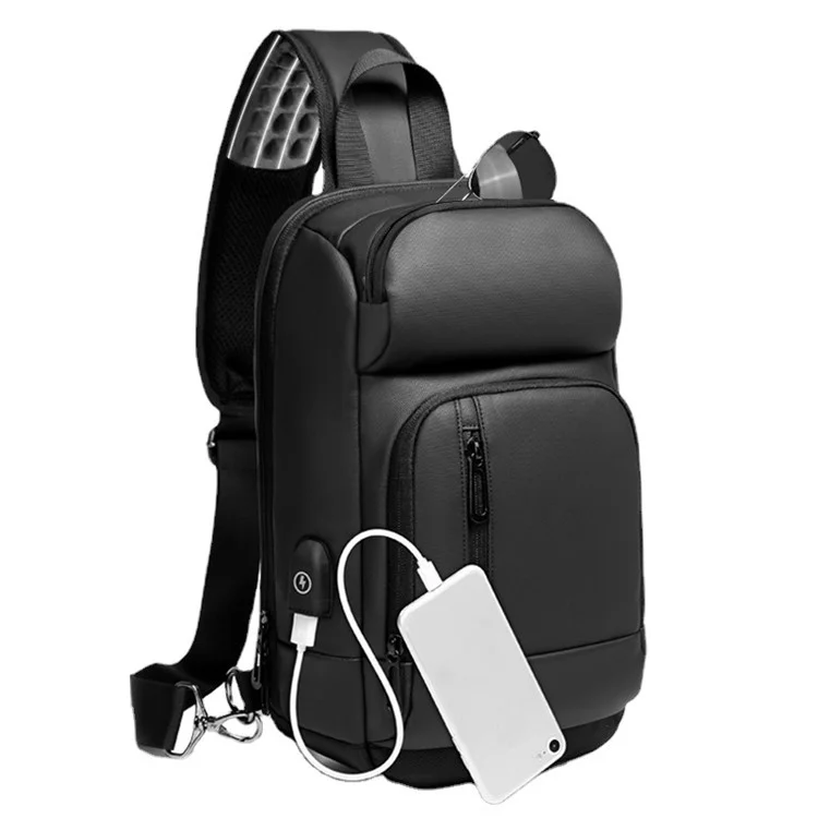 EURCOOL 1820 Lightweight Chest Bag Portable Crossbody Bag for Man, Black