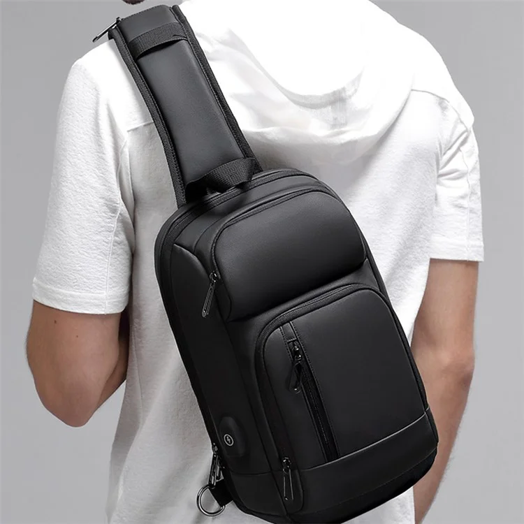 EURCOOL 1820 Lightweight Chest Bag Portable Crossbody Bag for Man, Black
