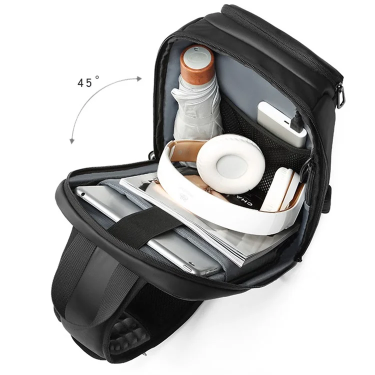 EURCOOL 1820 Lightweight Chest Bag Portable Crossbody Bag for Man, Black