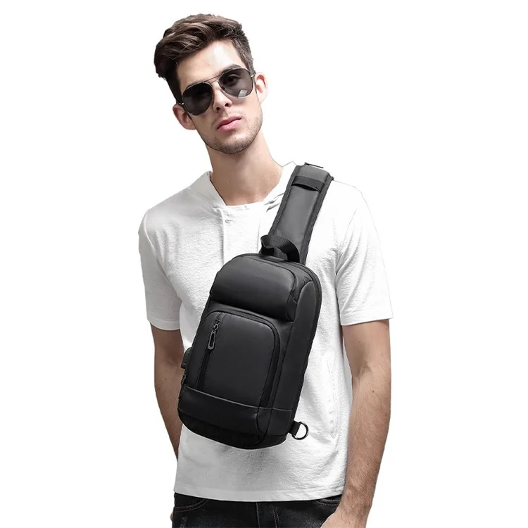 EURCOOL 1820 Lightweight Chest Bag Portable Crossbody Bag for Man, Black