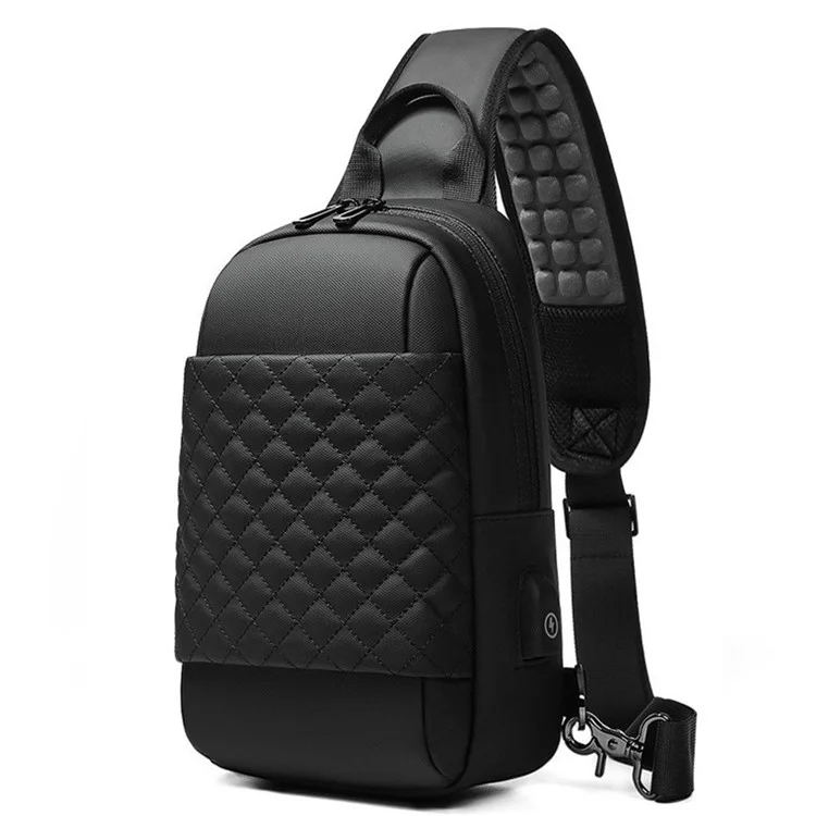 EURCOOL 1903 Oxford Cloth Chest Bag Men's Crossbody Bag Daypack - Schwarz