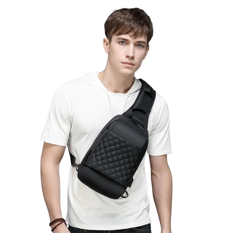 EURCOOL 1903 Oxford Cloth Chest Bag Men's Crossbody Bag Daypack - Schwarz