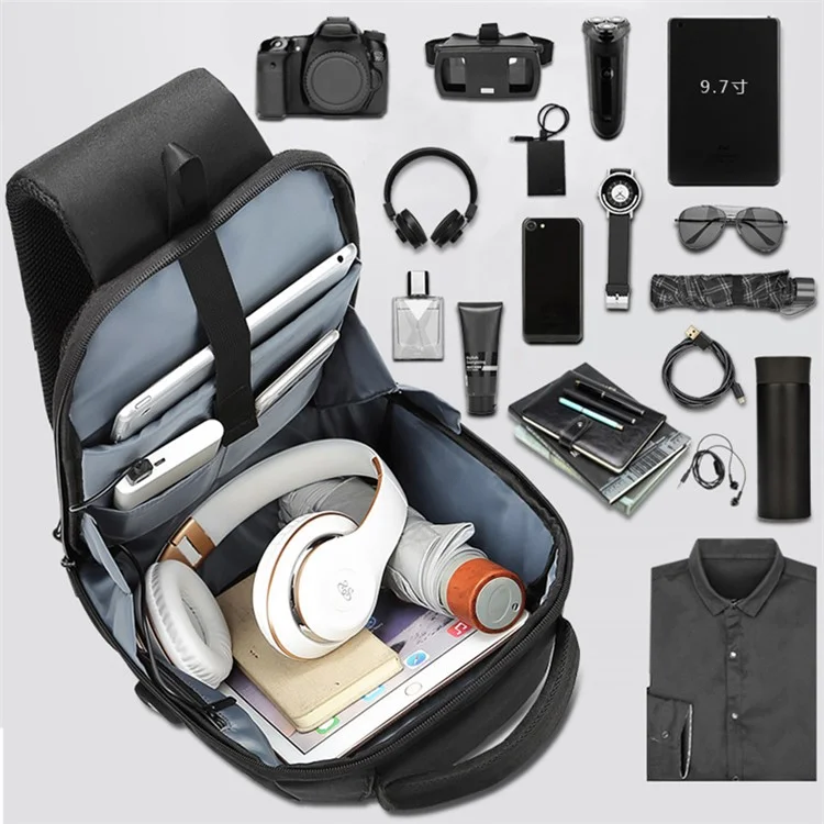 EURCOOL 1825 Outdoor Chest Bag Herren Umhängetasche mit USB-Ladeanschluss, Größe L - Schwarz