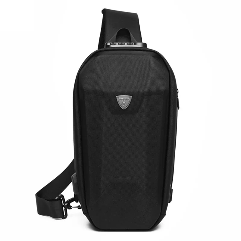 OZUKO 9321 Chest Bag Hard EVA Waterproof Crossbody Shoulder Bag - Black
