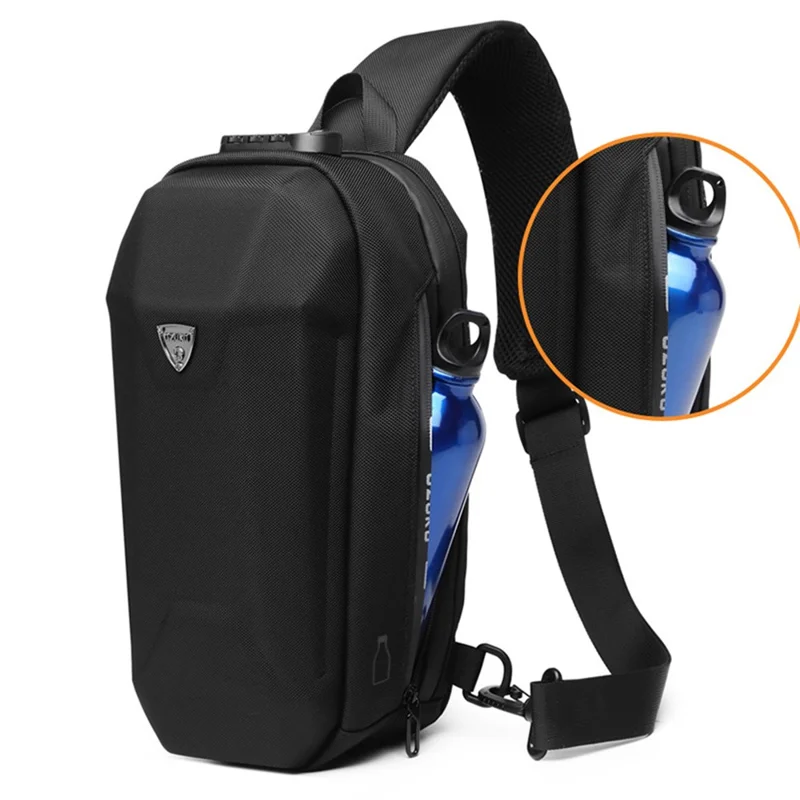 OZUKO 9321 Chest Bag Hard EVA Waterproof Crossbody Shoulder Bag - Black