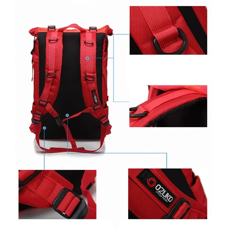 OZUKO 8020 Zaino da viaggio casual in tessuto Oxford Uomo Doppia spalla Borsa per laptop - Nero 