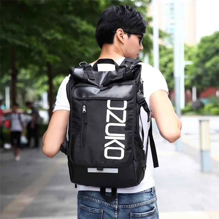 OZUKO 8020 Zaino da viaggio casual in tessuto Oxford Uomo Doppia spalla Borsa per laptop - Nero 