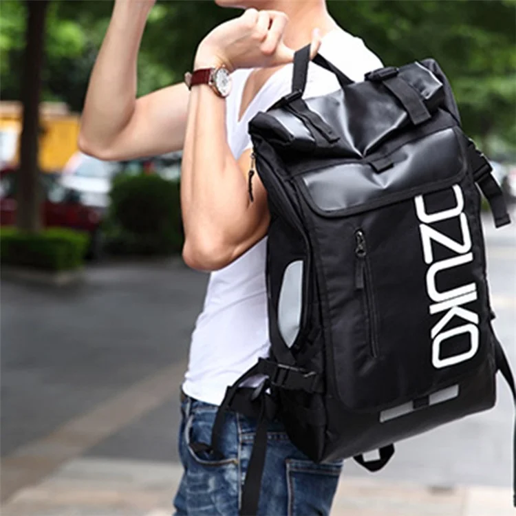 OZUKO 8020 Zaino da viaggio casual in tessuto Oxford Uomo Doppia spalla Borsa per laptop - Nero 