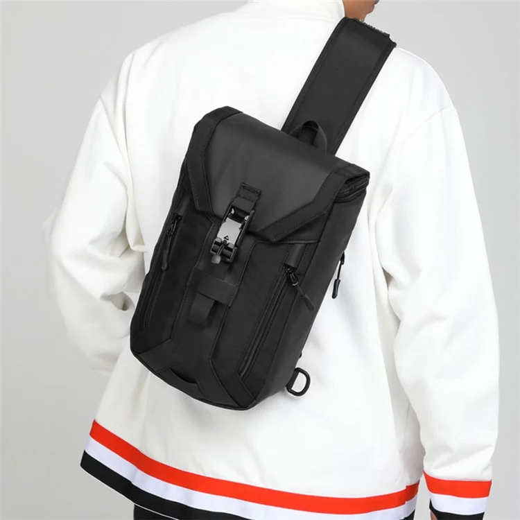 OZUKO 9334 Oxford Cloth USB Port Men's Chest Bag Travel Crossbody Bag Daypack - Black
