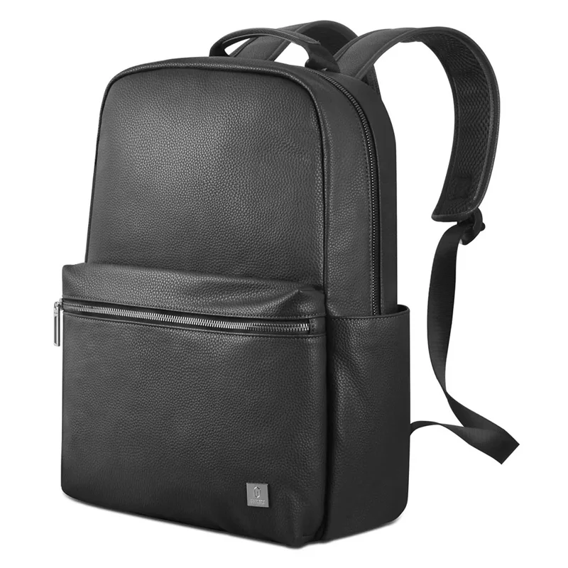 WIWU Osun PU Leather Travel Laptop Backpack Large Capacity Business Dual Shoulders Bag - Black