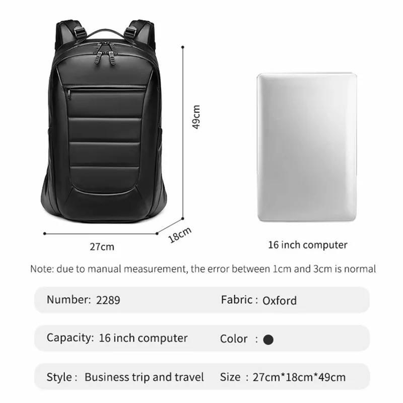 OUTWALK 2289 Waterproof Oxford Cloth Men Business Shoulder Bag Laptop Backpack