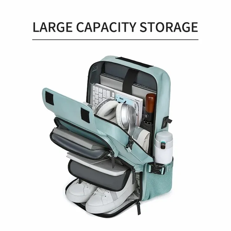 OUTWALK 7798 USB Port Multi-function Travel Backpack for 16" Laptop - Green