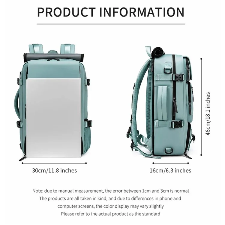 OUTWALK 7798 USB Port Multi-function Travel Backpack for 16" Laptop - Green