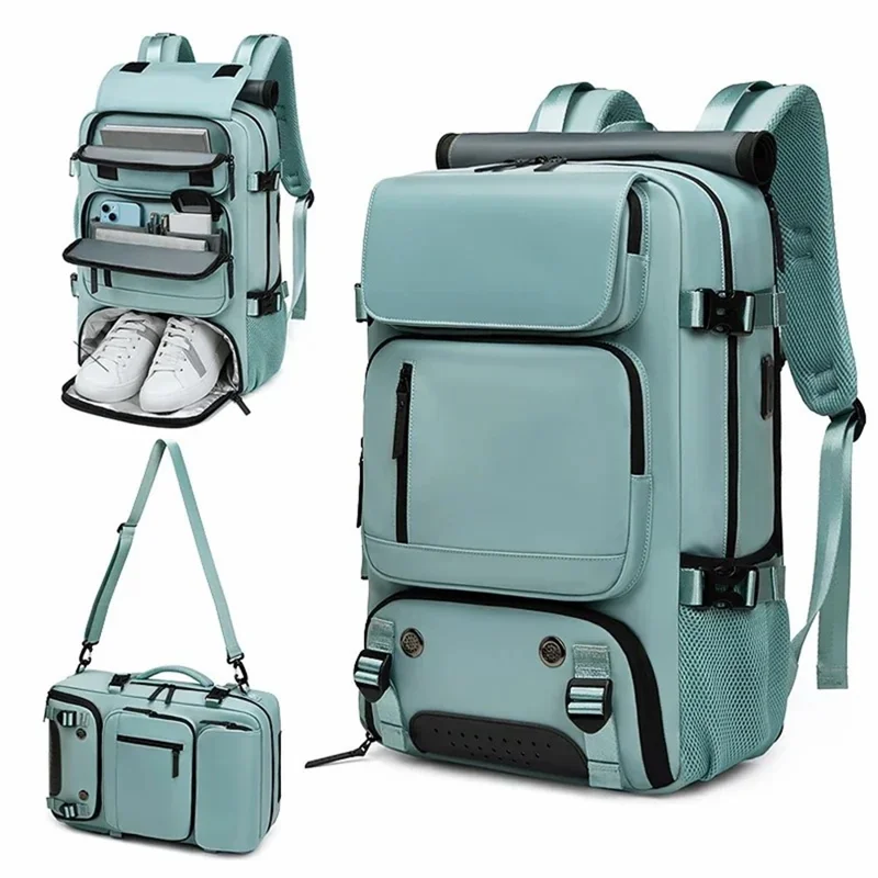OUTWALK 7798 USB Port Multi-function Travel Backpack for 16" Laptop - Army Green