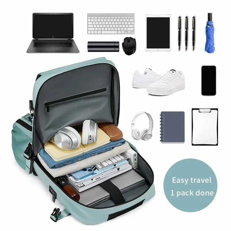 OUTWALK 7798 USB Port Multi-function Travel Backpack for 16" Laptop - Army Green