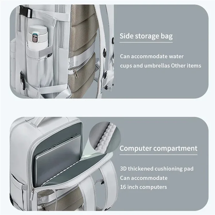 2023 Expandable Carry-On Luggage Travel Backpack Weekender Bag with USB Port - Light Grey