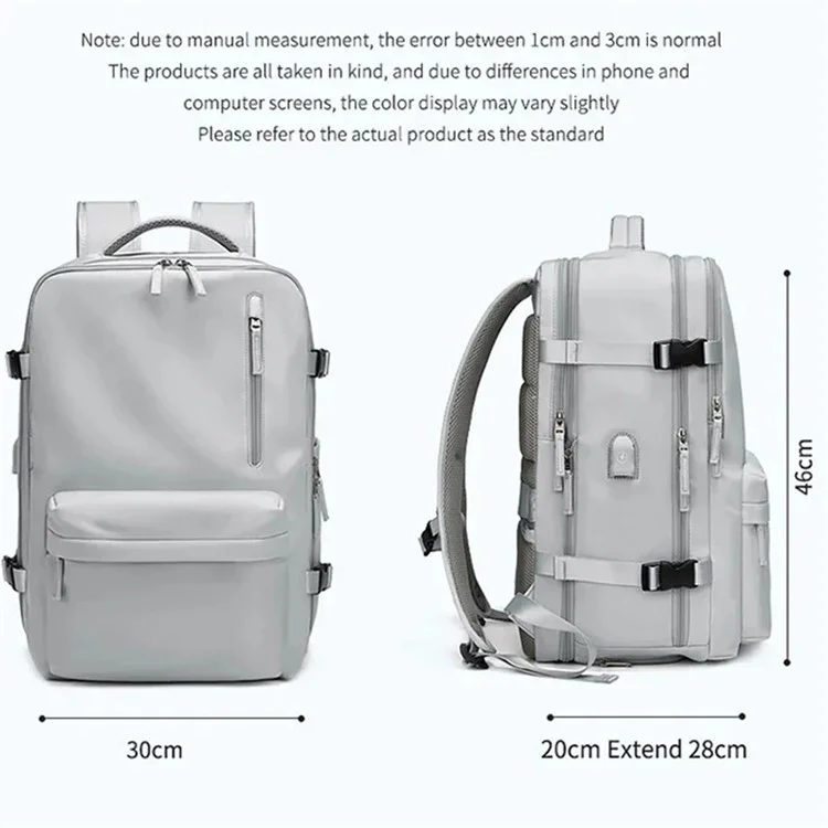 2023 Expandable Carry-On Luggage Travel Backpack Weekender Bag with USB Port - Light Grey