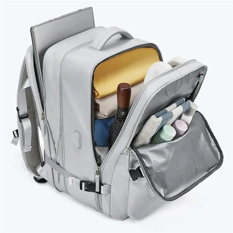 2023 Expandable Carry-On Luggage Travel Backpack Weekender Bag with USB Port - Light Grey