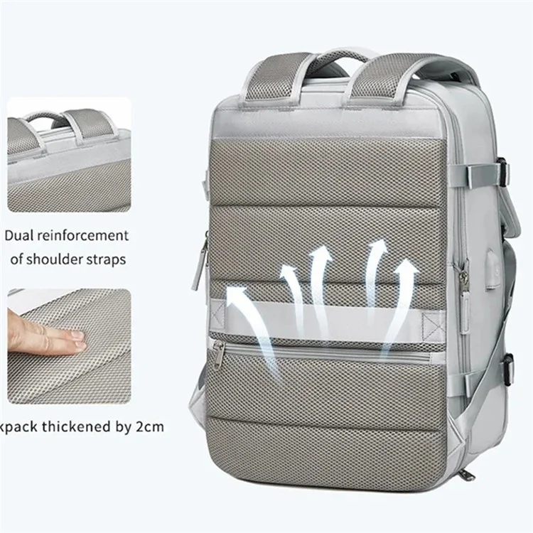 2023 Expandable Carry-On Luggage Travel Backpack Weekender Bag with USB Port - Light Grey
