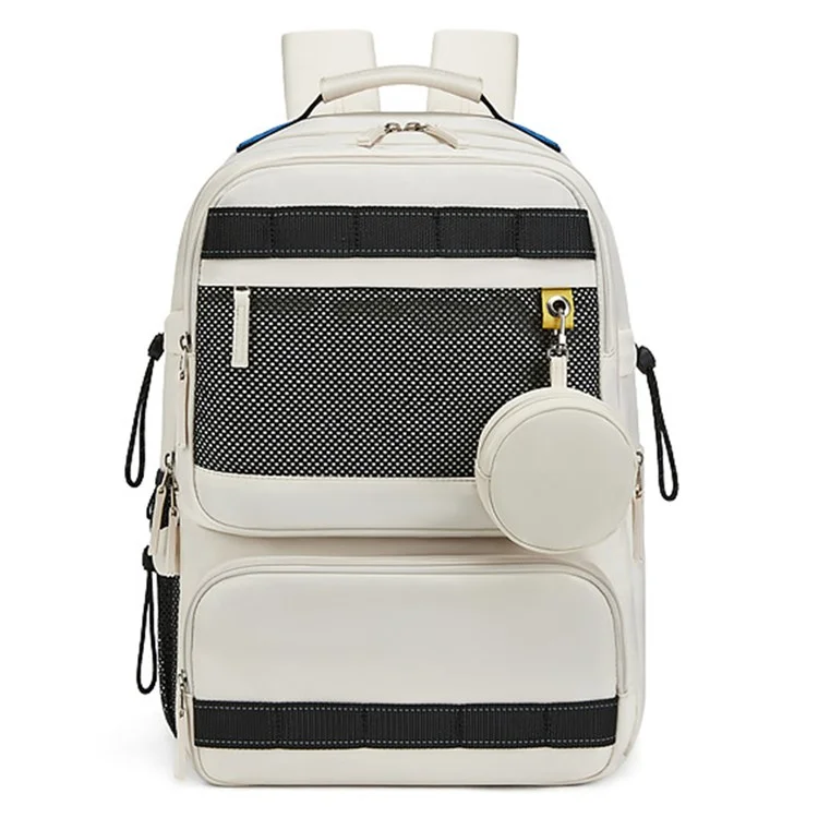 Mochila de Viagem Masculina 2287 Nylon Duplo Ombro Bag Grande Laptop Bag - Bege