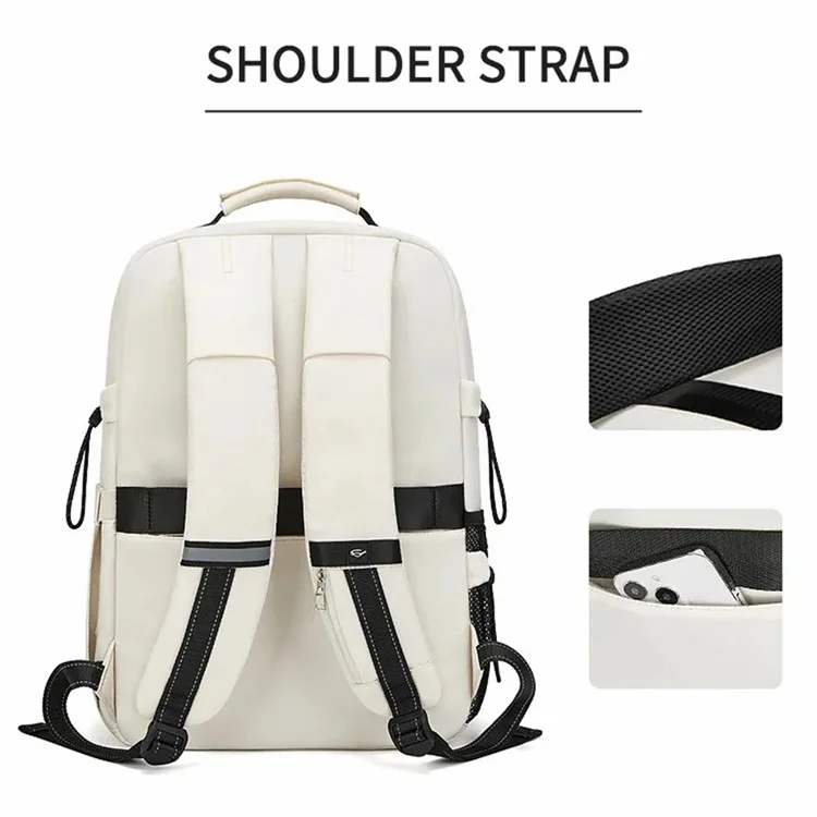 Mochila de Viagem Masculina 2287 Nylon Duplo Ombro Bag Grande Laptop Bag - Bege