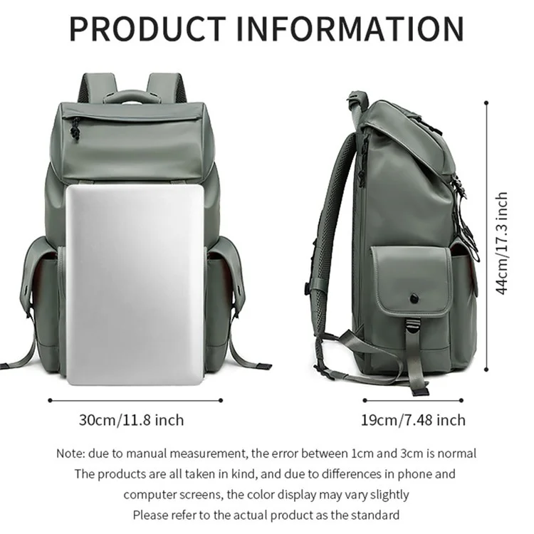 Nylon College Student Book Bag Travel Backpack 16-Inch Laptop Shoulders Bag - Army Green
